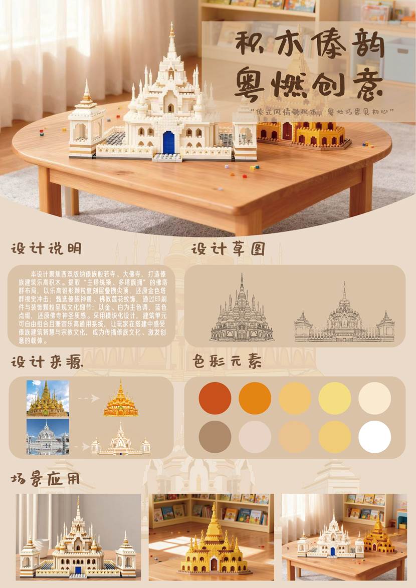 比赛展板-kaiyun登录中国入口登录-“相和广东”综合设计作品《积木傣韵，粤燃创意》